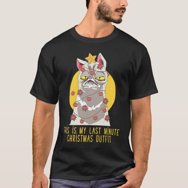 Julkatten Late Drann jul T Shirt (Framsida)