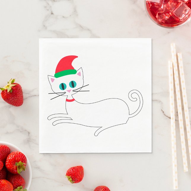 Julkatten med tomteluva pappersservett (Skapare uppladdad)