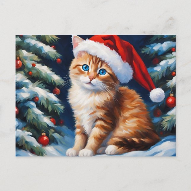 Julkatten och julgranen  helg vykort (Framsida)