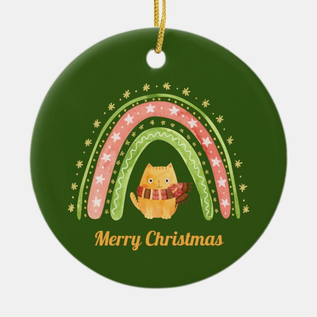 Julkatten och regnbågen personlig ornament (Framsidan)