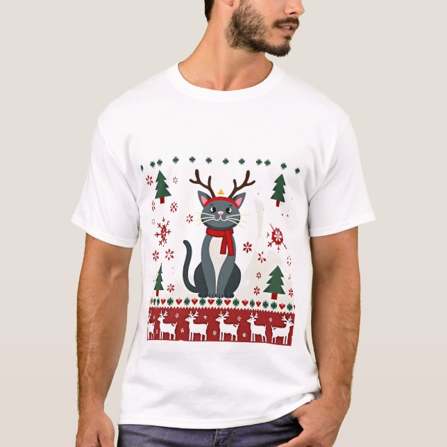 Julkatten Renar Fula Jultröja T-Shirt (Framsida)