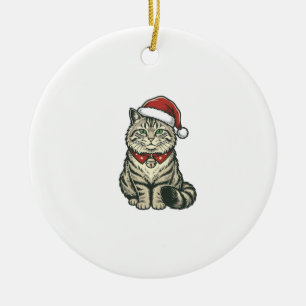 Julkatten Santa Hatt Vintage Gravyr Design_1 Julgransprydnad Keramik