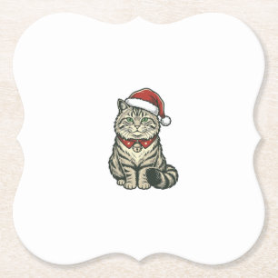 Julkatten Santa Hatt Vintage Gravyr Design_1 Underlägg Papper