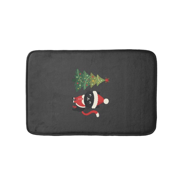 Julkatten Santa Träd Vektor Badrumsmatta (Framsidan)
