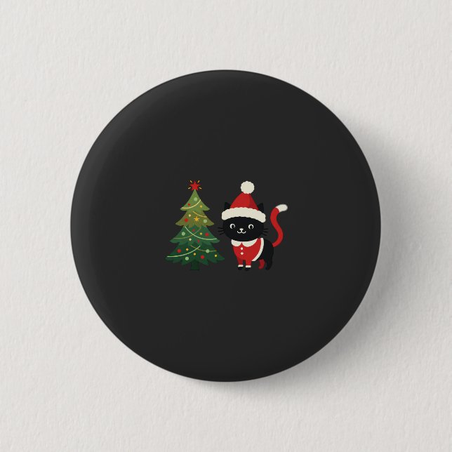 Julkatten Santa Träd Vektor Knapp (Framsida)