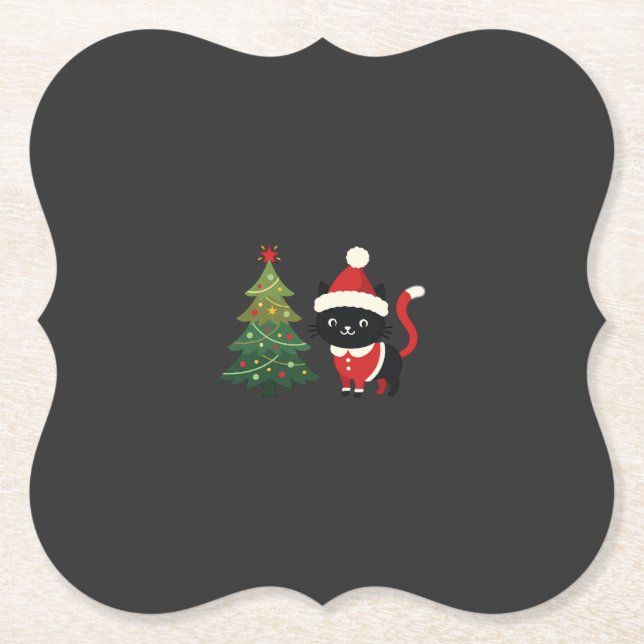 Julkatten Santa Träd Vektor Underlägg Papper (Framsida)