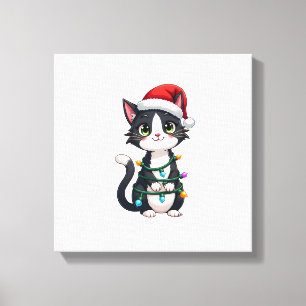 Julkatten Smoking black katt julbelysning kattunge Canvastryck