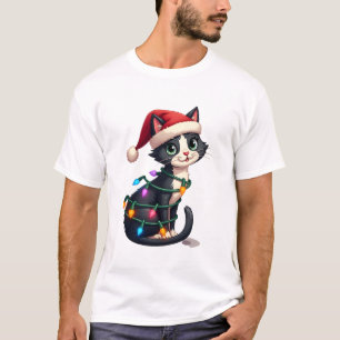 Julkatten Smoking svart katt julbelysning katt söt T Shirt