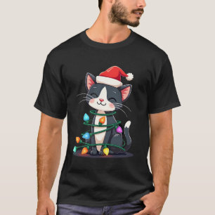 Julkatten Smoking svart katt julbelysning katt söt T Shirt
