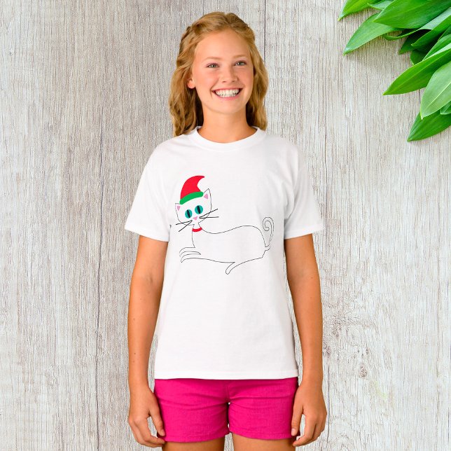 Julkatten som bär tomtehatt t shirt (Skapare uppladdad)