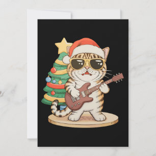Julkatten spelar gitarr rock jazz julhatt julkort