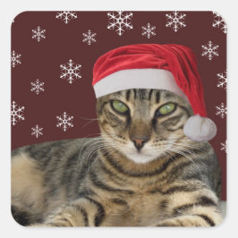 Julkatten Stickers Fyrkantigt Klistermärke
