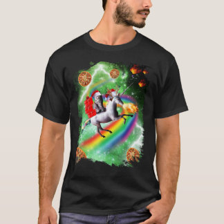 Julkatten Tomte Ridande Enhörning, Rymdpizza Fu T Shirt