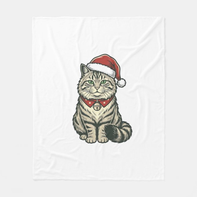 Julkatten Tomtehatt Vintage Gravyr Design_1 Fleecefilt (Framsidan)