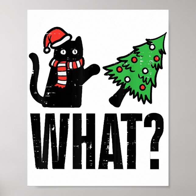 Julkatten välter julgranen roligt poster (Framsidan)