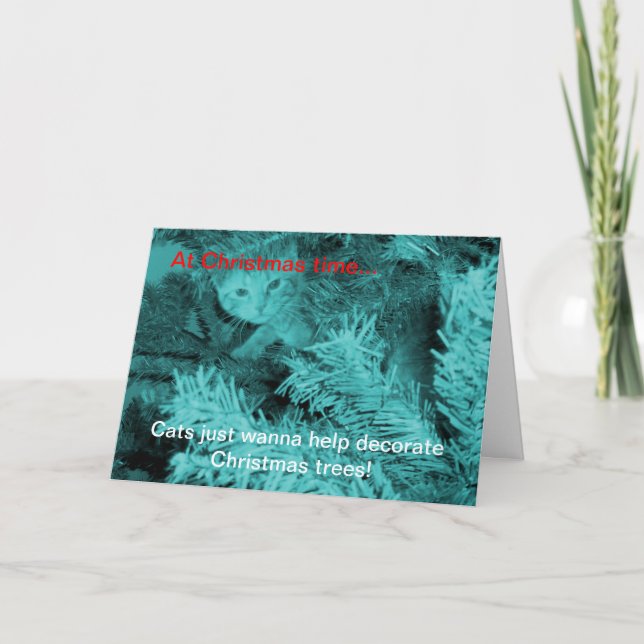 Julkatten vill bara gratulationskort helgkort (Framsida)