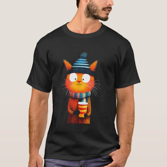 Julkatten Xmas Holiday Kitten Kitty Katt Vinn T Shirt (Framsida)
