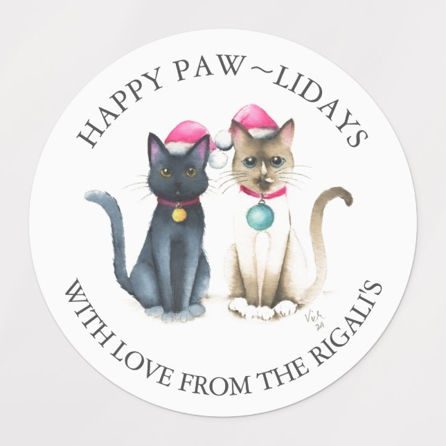 Julkattens Personlig Gåvningsetiketter Klistermärke (Design 1)