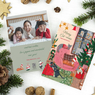 Julkatterna Glad Kattemass katterna Julkort