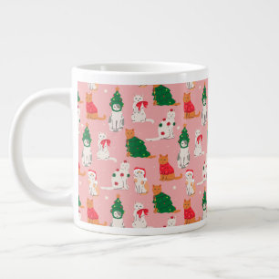 Julkattor i Festive Attire Mönster Jumbo Mugg