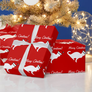 Julkatts inpackningspapper vit kattunge presentpapper