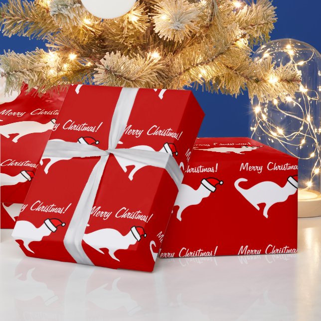 Julkatts inpackningspapper | vit kattunge presentpapper (Helgdagar)