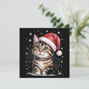 Julkatts snö tomtehatt vinter julkort
