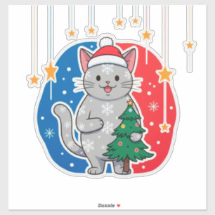 🎄 Julkatts träddesign för kattälskare 🐱 Klistermärken