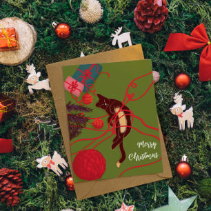 Julkattskaos – Festlig Kattröja Vykort