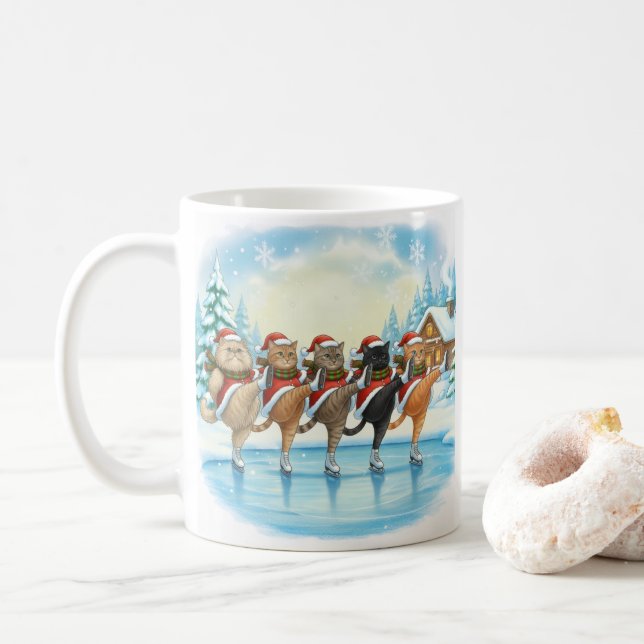 Julkattskonståkare, Glasunderlägg Kaffemugg (Med munk)