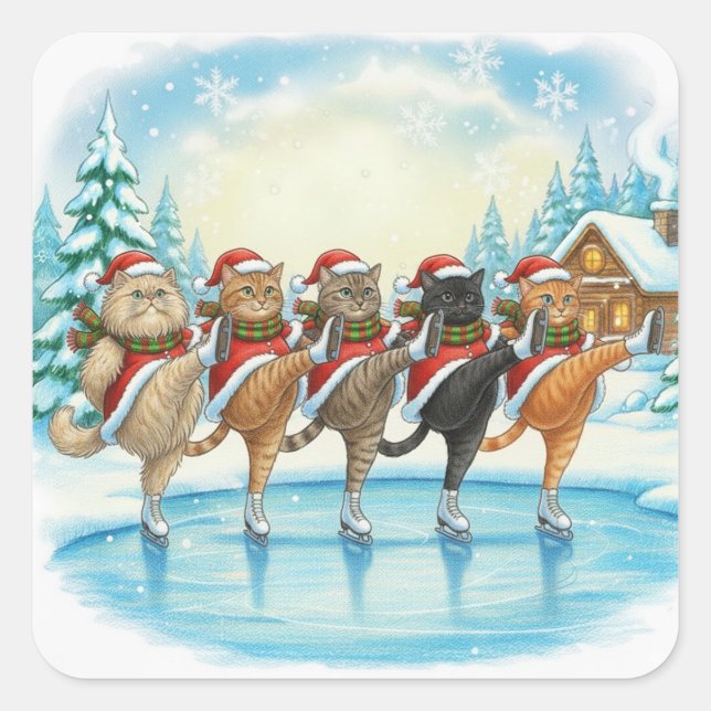 Julkattskonståkare, Klistermärken (Framsida)