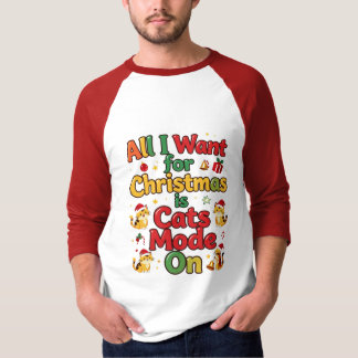 Julkattsläge På Söt Högtidlig Kattdesign T Shirt