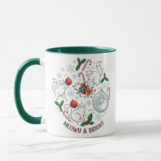 Julkattsmuggpresent för kattälskare mugg (Vänster)