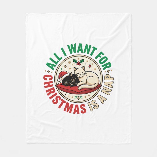 Julkattsömn Holiday Design Fleecefilt (Framsidan)