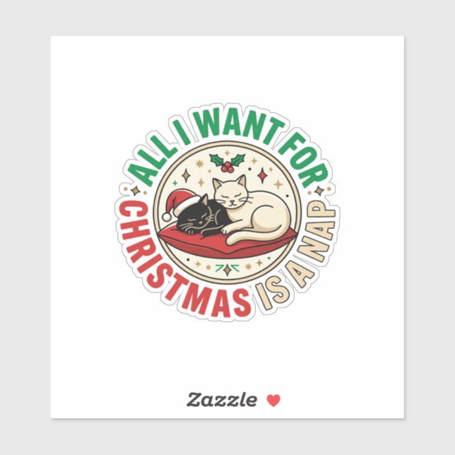 Julkattsömn Holiday Design Klistermärken (Ark)