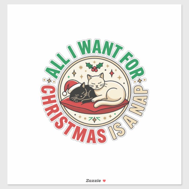 Julkattsömn Holiday Design Klistermärken (Ark)