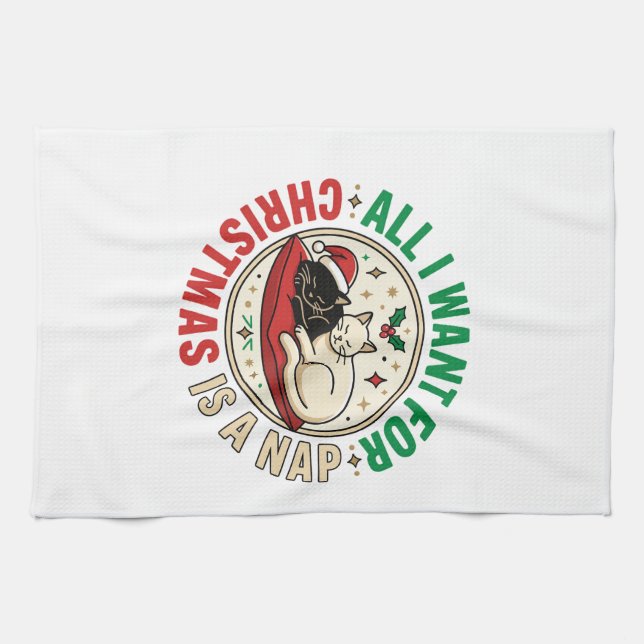 Julkattsömn Holiday Design Kökshandduk (Horisontell)