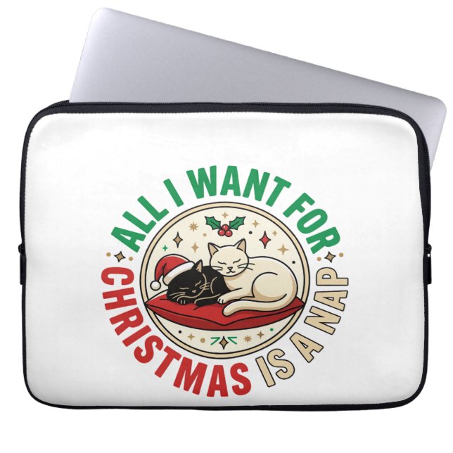 Julkattsömn Holiday Design Laptop Fodral (Framsidan)
