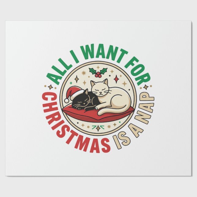 Julkattsömn Holiday Design Presentpapper (Platt)