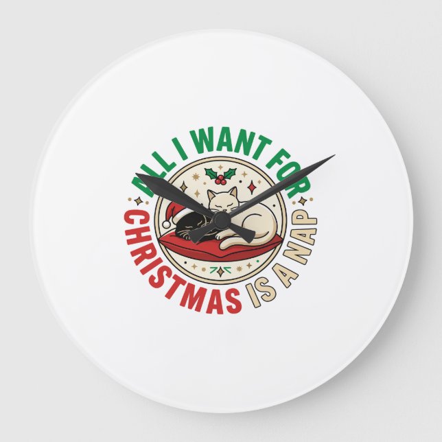Julkattsömn Holiday Design Stor Klocka (Framsida)