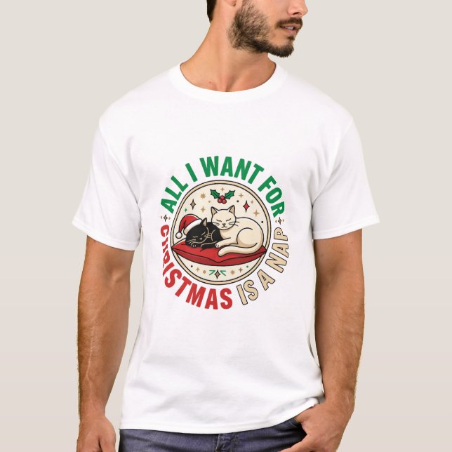 Julkattsömn Holiday Design T Shirt (Framsida)