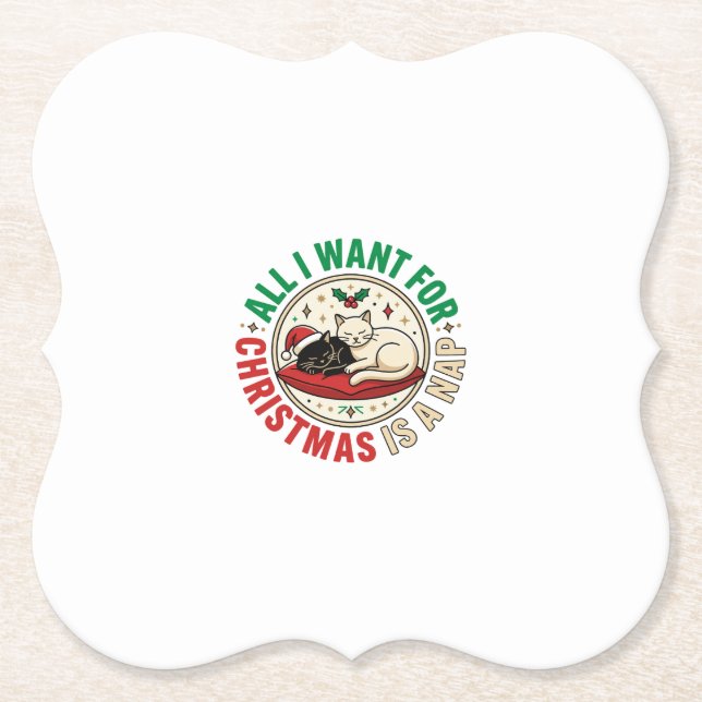 Julkattsömn Holiday Design Underlägg Papper (Framsida)