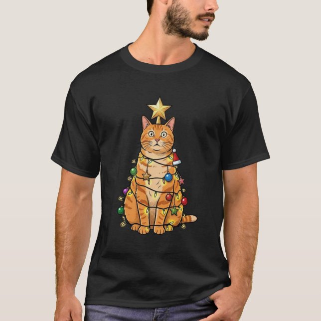 Julkattsstapel T-Shirt - Roliga Högtids Katter  (Framsida)