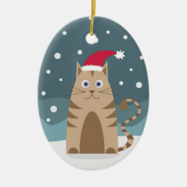 Julkattungar i snöflingor jultomten dekanor julgransprydnad keramik