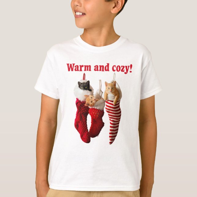 Julkattungar i strumpor tee shirt (Framsida)