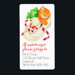 Julkattungar returetiketter fraktsedel<br><div class="desc">Cute illustrerade jultomtetiketten. Anpassa med information om adress. Underbar för att skicka paket och kort över julklappar. Kitten i skon/halsblyerten teckning av Sarah Trett.</div>