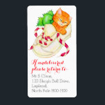 Julkattungar returetiketter fraktsedel<br><div class="desc">Cute illustrerade jultomtetiketten. Anpassa med information om adress. Underbar för att skicka paket och kort över julklappar. Kitten i skon/halsblyerten teckning av Sarah Trett.</div>