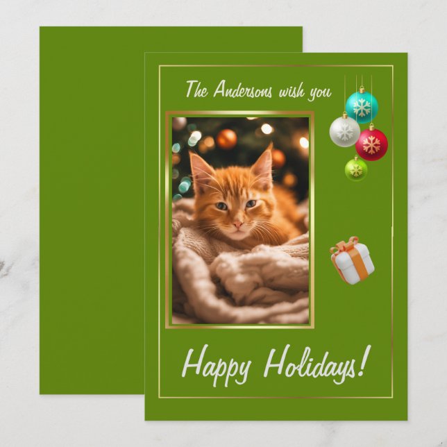 Julkattunge 2, Glad helg, Söt kattunge, Inbjudningar (Fram/baksida)