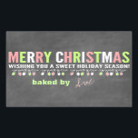 Julkboard-etiketter för bakade varor rektangulärt klistermärke<br><div class="desc">Roligt julklistermärken för dina bakade varor som har en bakgrund i krita. Perfekt för gåvor som ges av lärare ELLER till lärare/skolpersonal! Lägg till ditt namn genom att klicka på knappen Anpassa under objektet.</div>