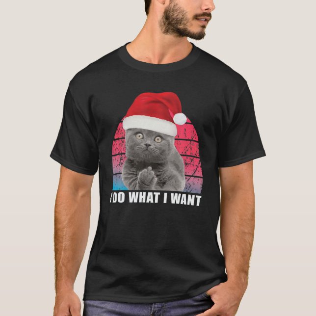Julkett Retro I-gör vad jag vill ha kattunge T Shirt (Framsida)